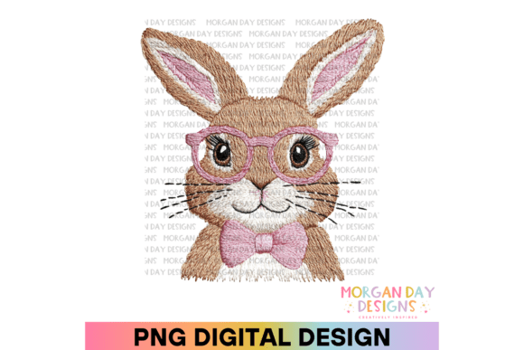 Faux Embroidery Easter Bunny Face PNG Review