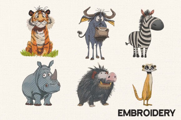 Funny Wild Animal Embroidery Designs